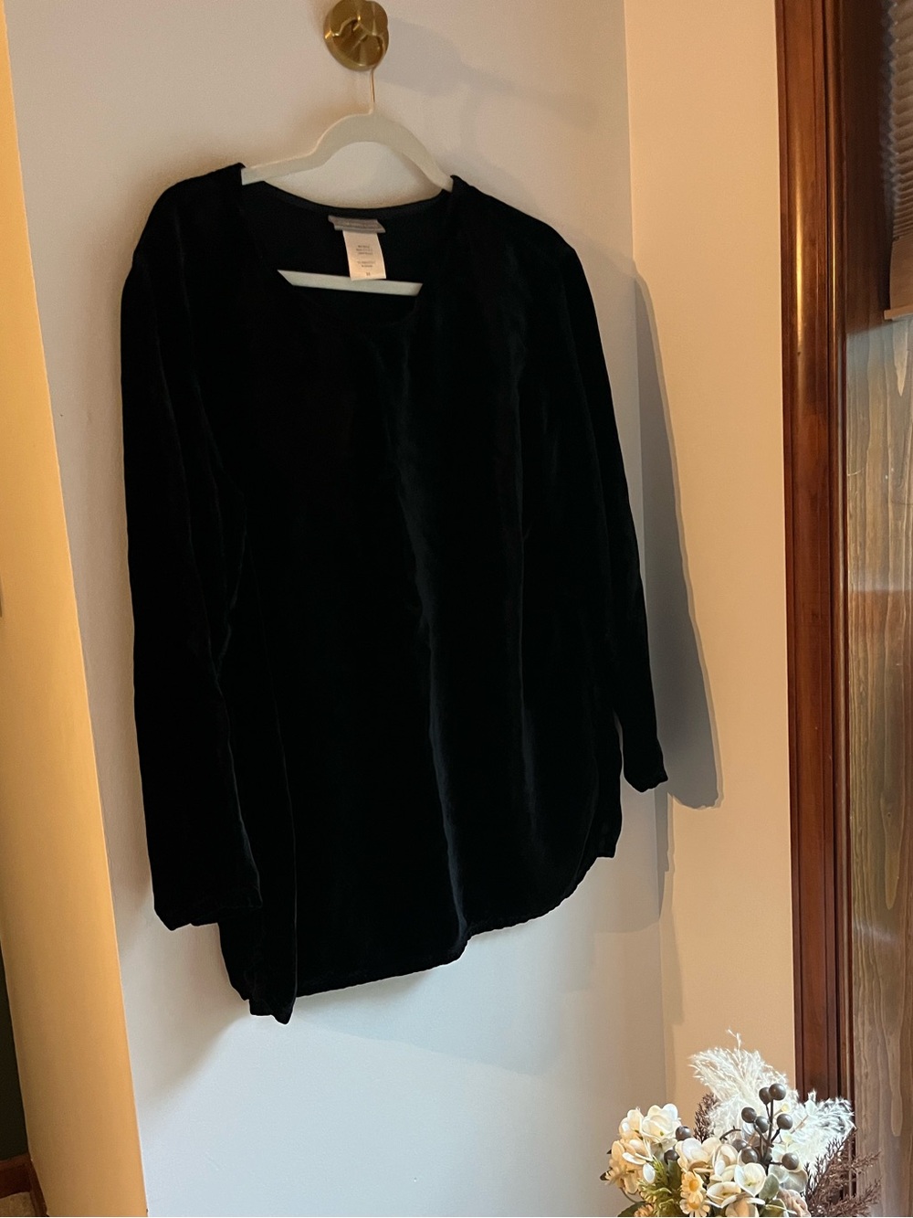Coldwater Creek Black Velvet Blouse | Vintage Inspired Romantic Top | Soft Goth